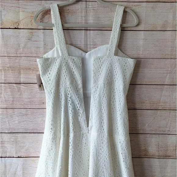 CeCe By Cynthia Steffe Size 6 Lily White Eyelet Dress Peplum Lined Knee Length - Picture 11 of 13